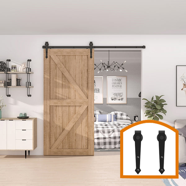 ZEKOO 4-10 FT Arrow Style Rustic Sliding Wood Barn Door Hardware Flat Track Use for Single Door