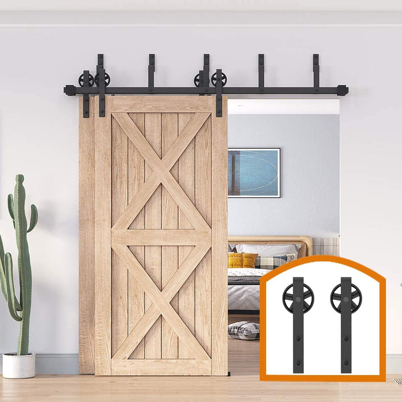 Double Track Bypass Barn Door Hardware Kit