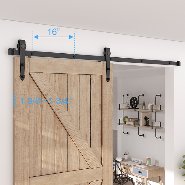 ZEKOO 4-10 FT Arrow Style Rustic Sliding Wood Barn Door Hardware Flat Track Use for Single Door