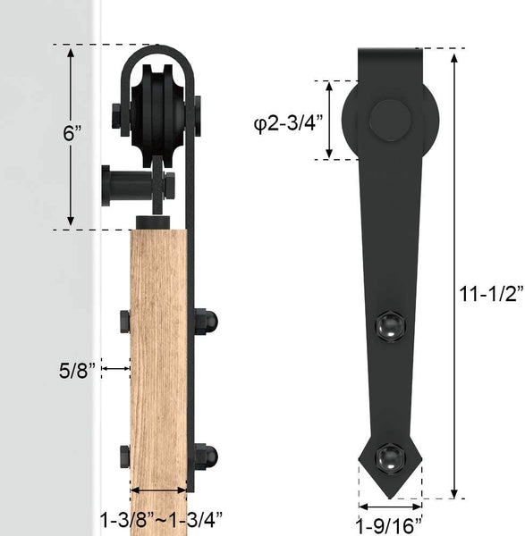 ZEKOO 5-16 FT Arrow Style Rustic Sliding Wood Barn Door Rolling Antique Hardware Flat Tracks Double Doors Kit