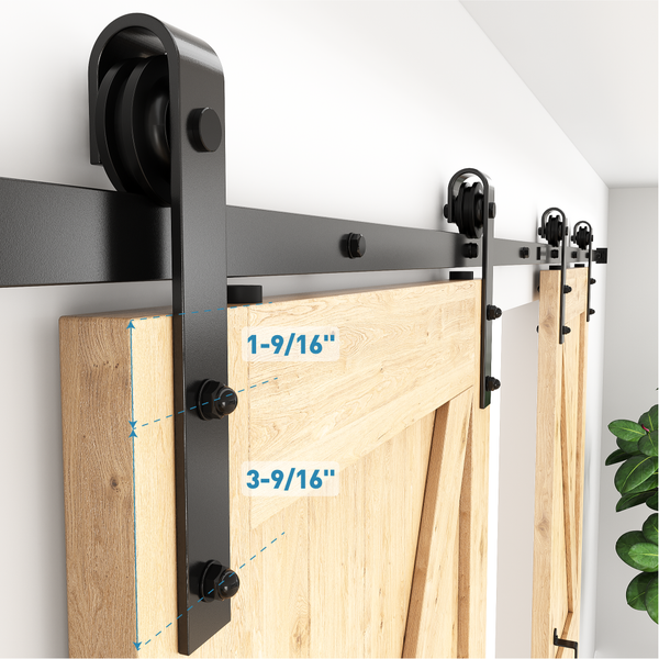 ZEKOO 5-16 FT Double Sliding Barn Door Hardware Slide Hanger Roller Track Kit