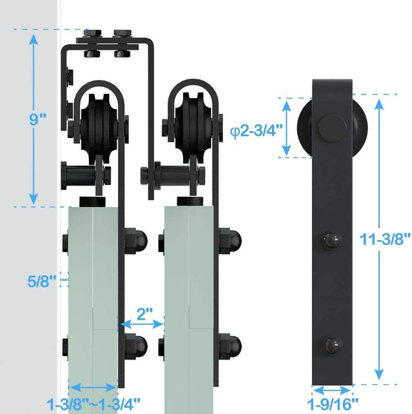 ZEKOO 8-18 FT 4 Doors New Style Sliding Interior by Pass Barn Door Hardware Wooden Black Steel Kit